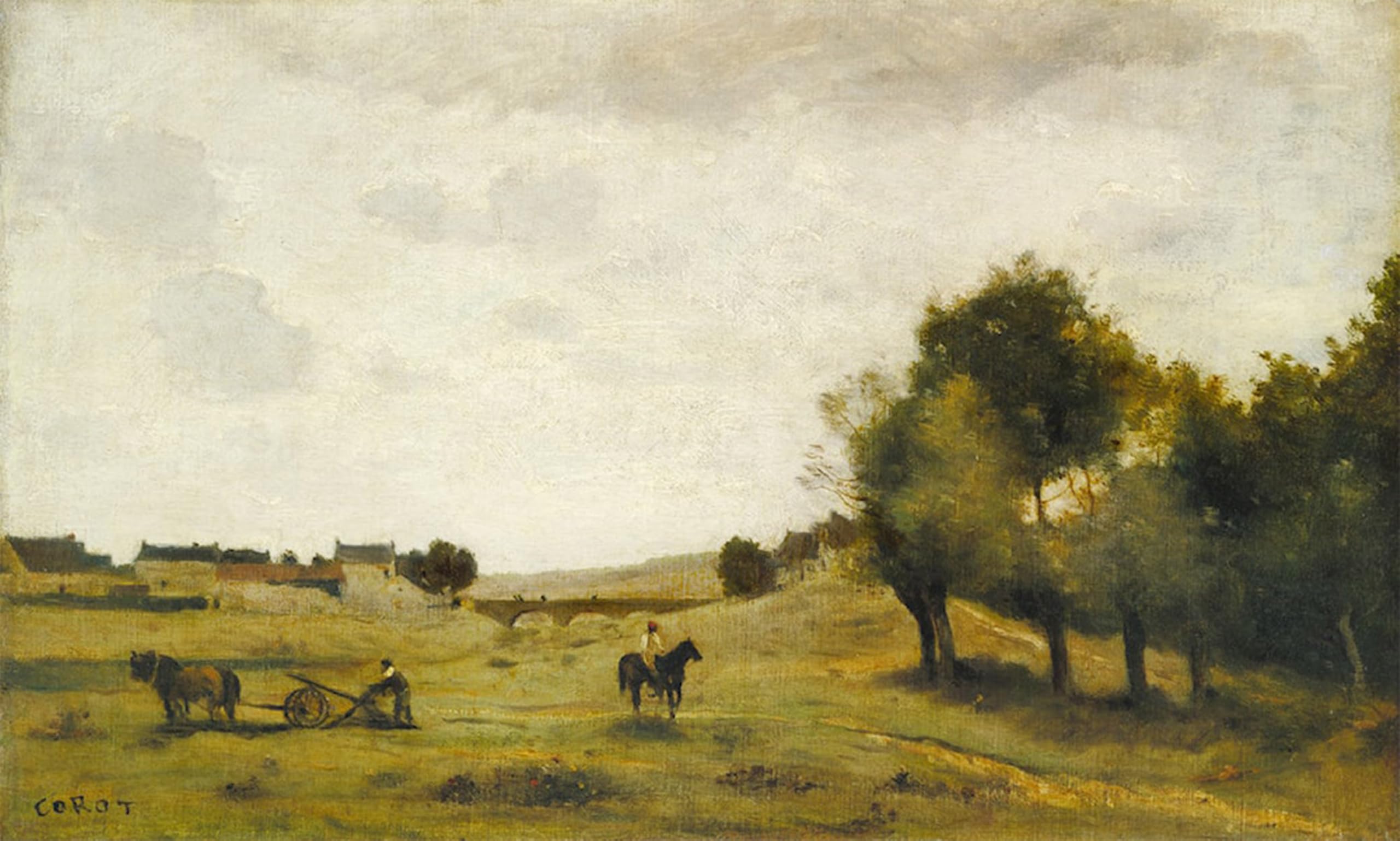 POSTERIIk Vintage Classic Picture Landscape Artwork View Near Epernon by Jean-baptiste-camille Corot Portrait Canvas Painting for Office Home Decor 60x90cm