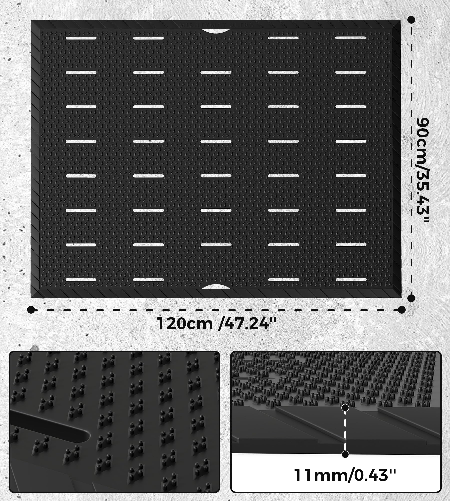 jxgzyy Paillasson d'entrée extérieure, tapis d'entrée robuste avec dos antidérapant, tapis en caoutchouc imperméable à profil bas, facile à nettoyer pour terrasse, entrée, noir