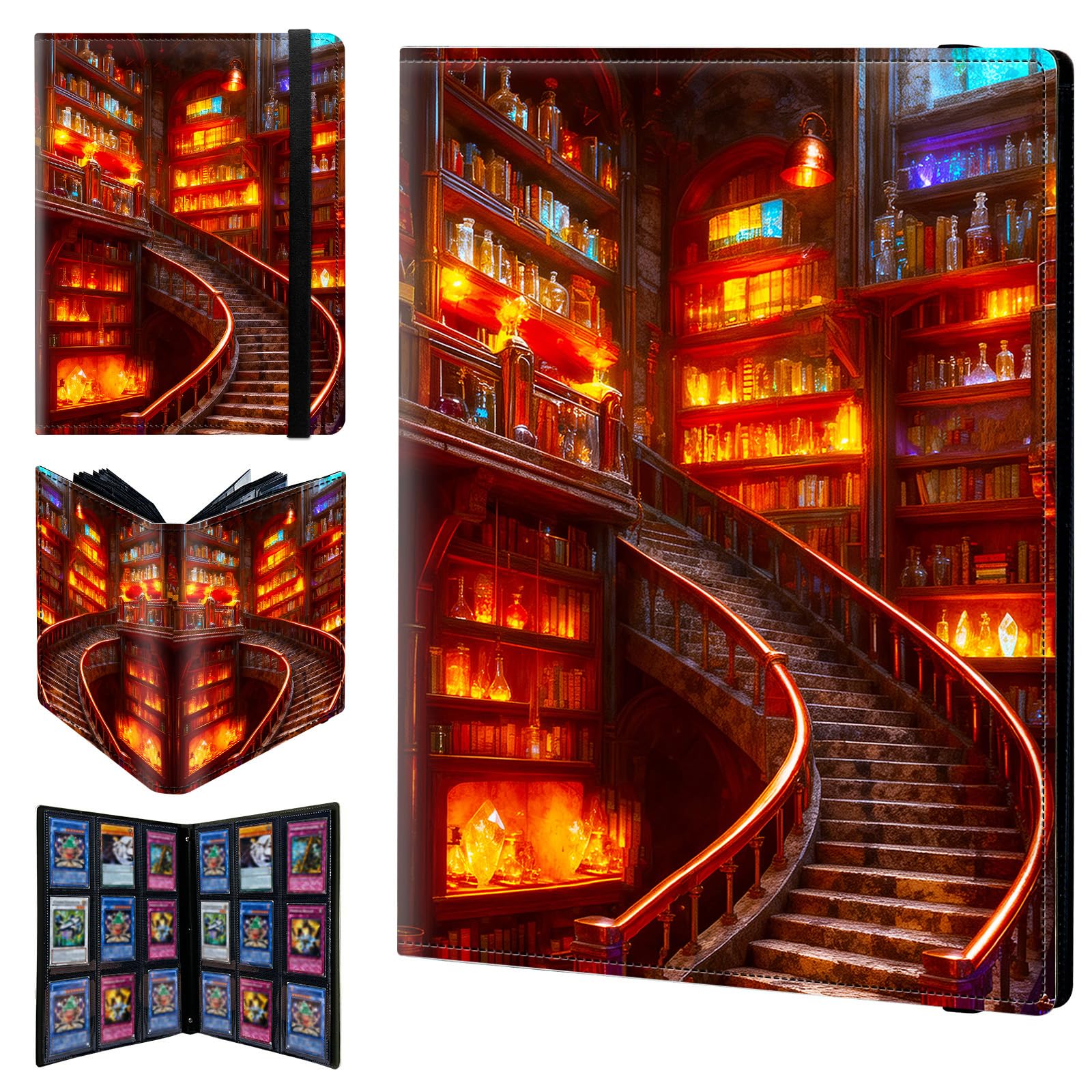 9 Pocket Trading Card Binder 540 Side Loading Pocket Album with Bookshelves Pattern Design Card Binder for Sports Cards & Game Cards — image 1
