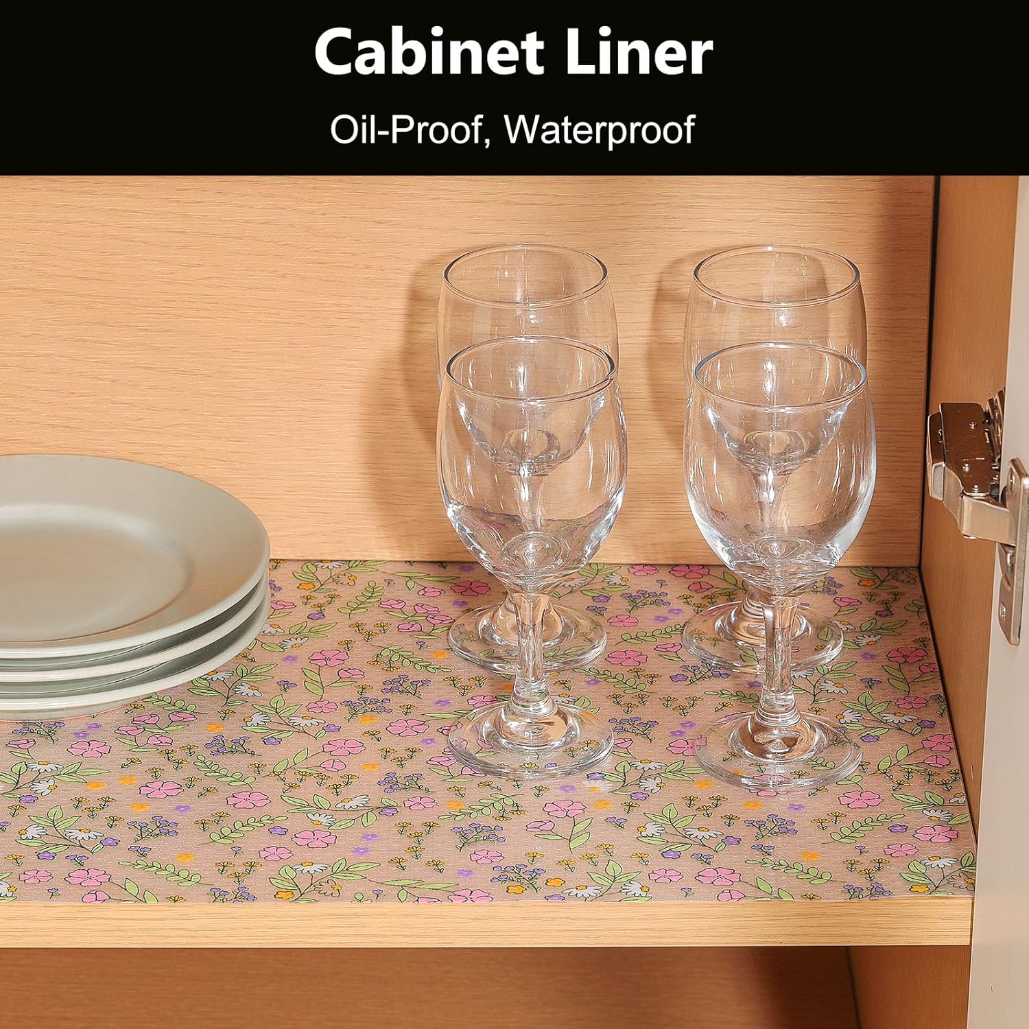 INNOLITES Shelf Liners for Kitchen Cabinets Non-Adhesive Drawer Liner with Floral, Waterproof Durable Easy to Clean, for Refrigerator, Shelves (Pink Purple Rose, 17.5" x 197")