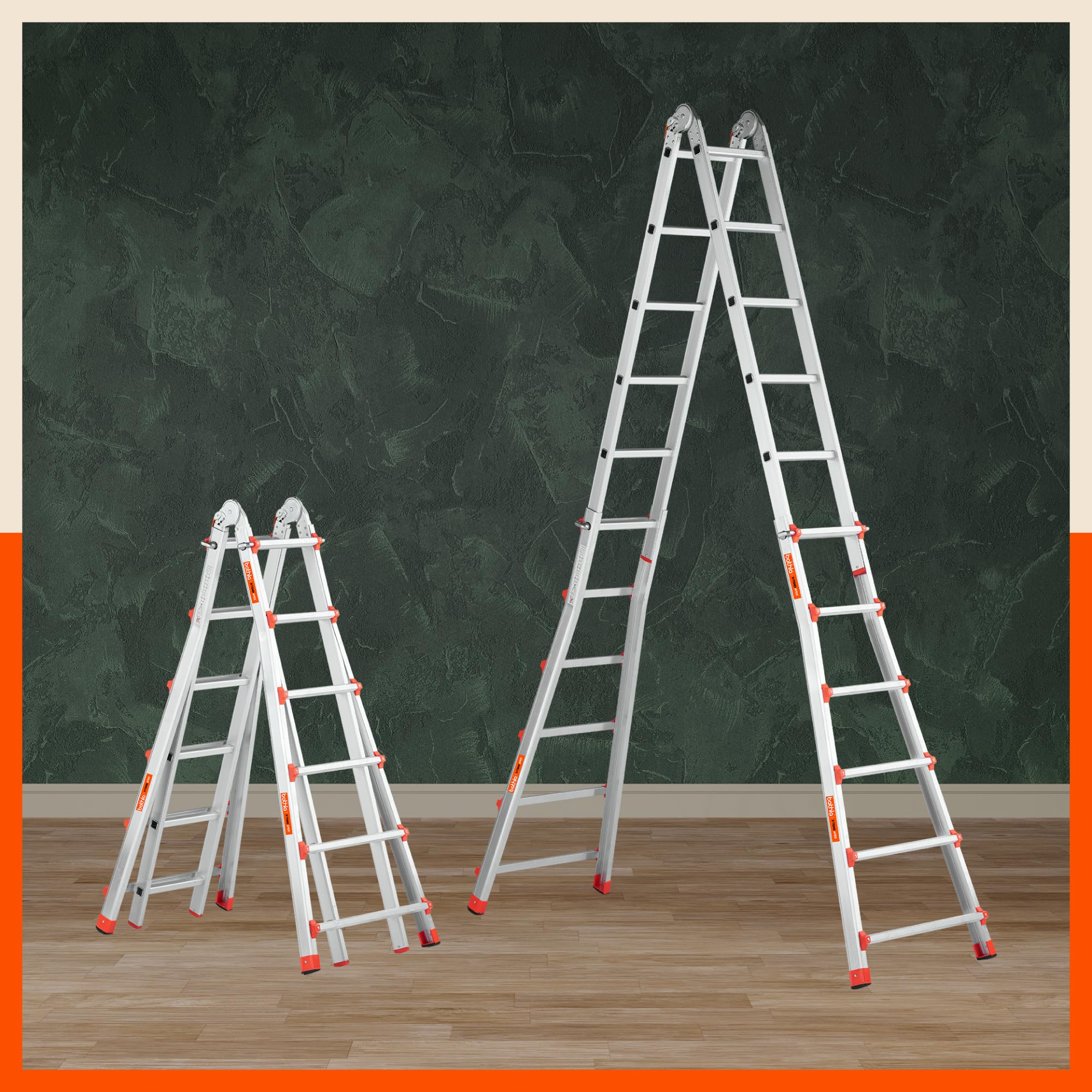 Bathla X-Tend Apex 12.8Ft Heavy Duty Aluminium Extension Ladder | 150 kg Capacity | Anti-Slip | Multipurpose A-Frame Folding Ladder | Extendable to 3.9 m| for Home, Stairs, Indoor, Outdoor & Roof Use — Amazon image 10
