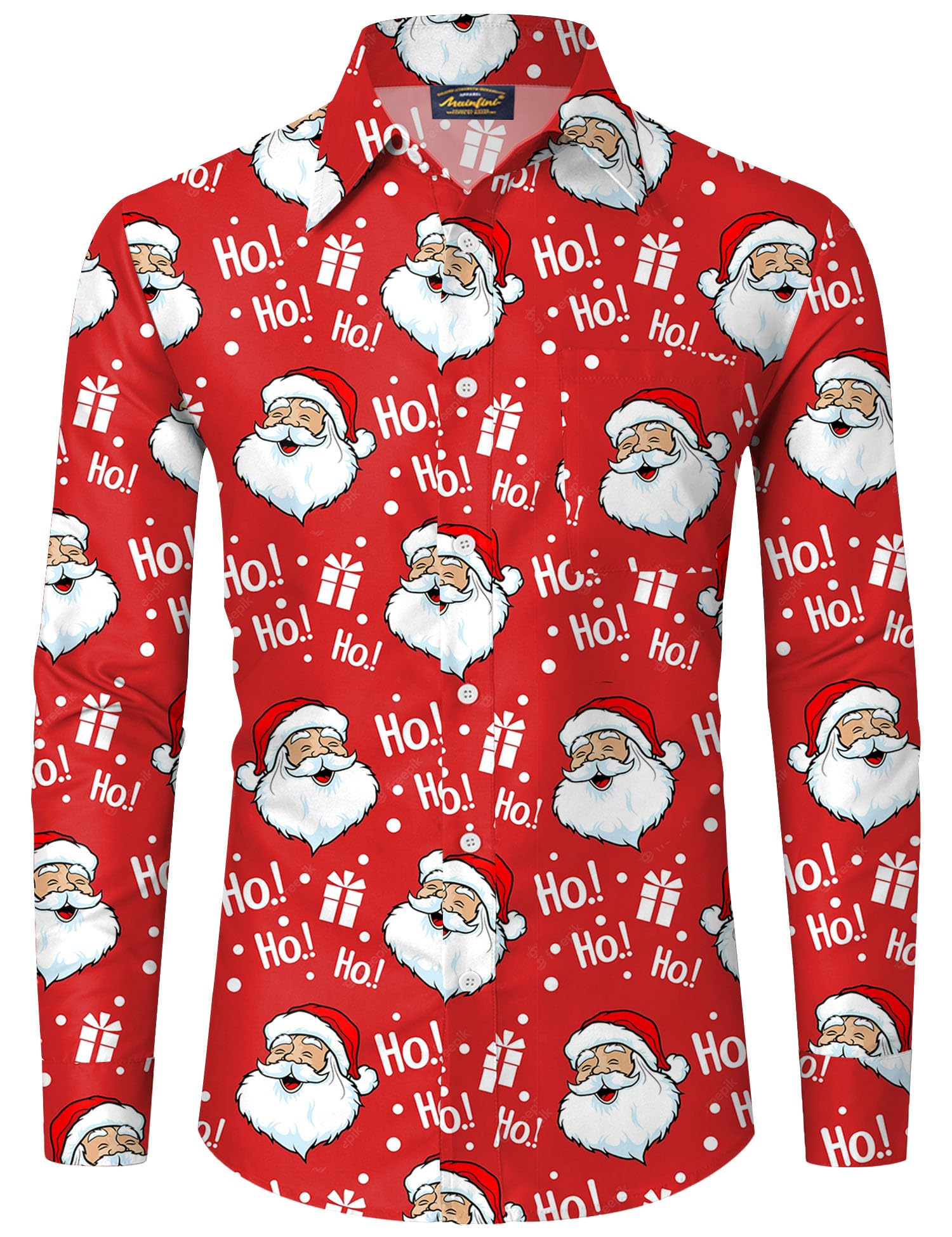MainfiniMens Christmas Button Shirts Ugly Xmas Long Sleeve Shirt