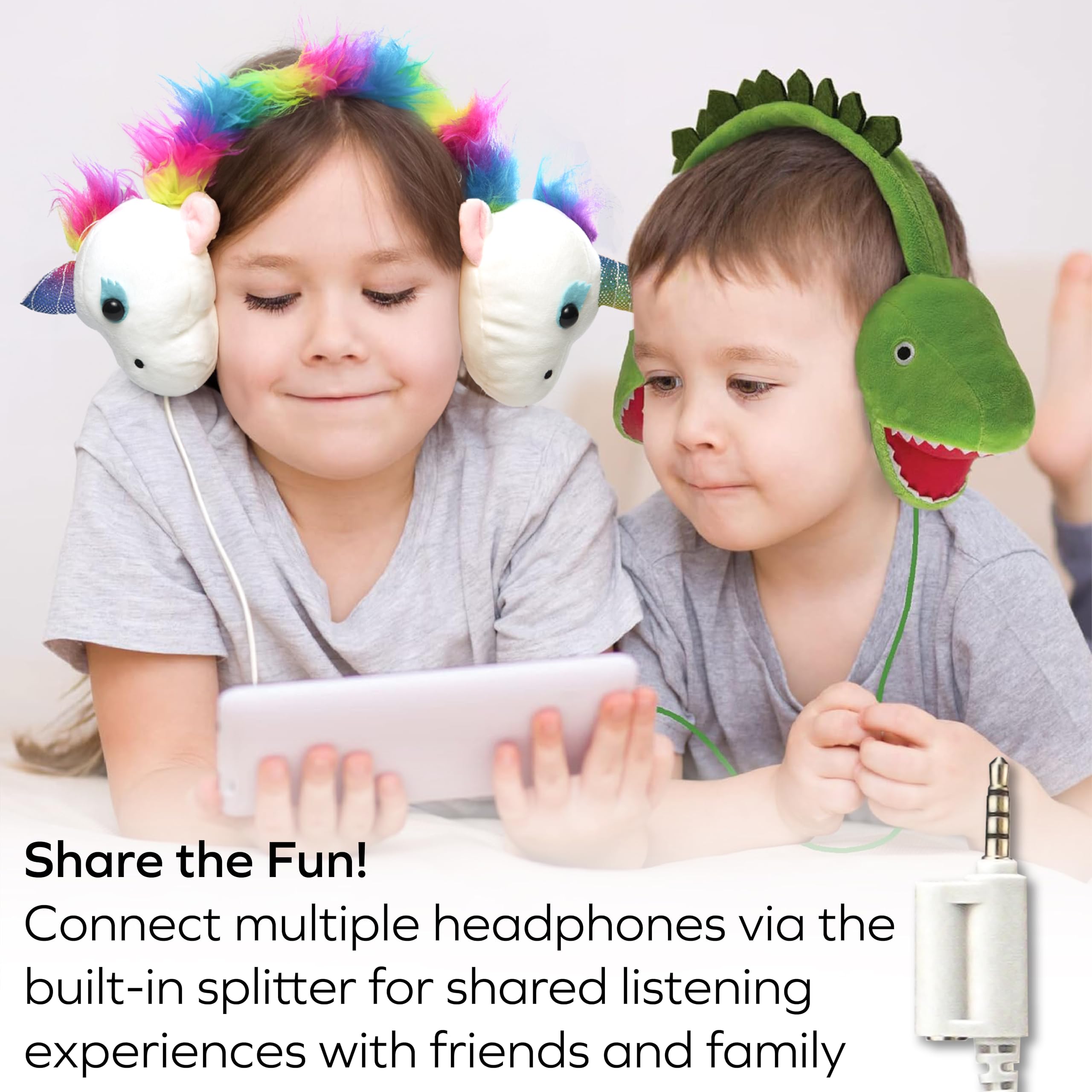 Coby Auriculares con Cable para niños, Ligeros, con micrófono, límite de Volumen de 85 dB, de Felpa, para la Escuela (Unicornio Brillante)