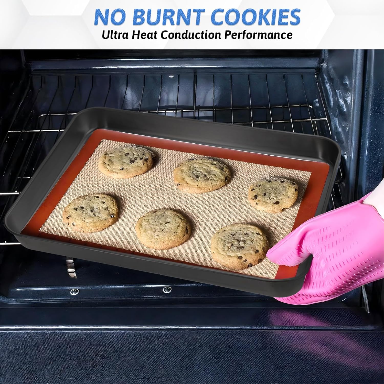 2Pcs Toaster Oven Pans for Baking, 9x11 Stainless Steel Cookie Sheet Baking Sheets Small Replacement Trays for Toaster, Black - Image 5