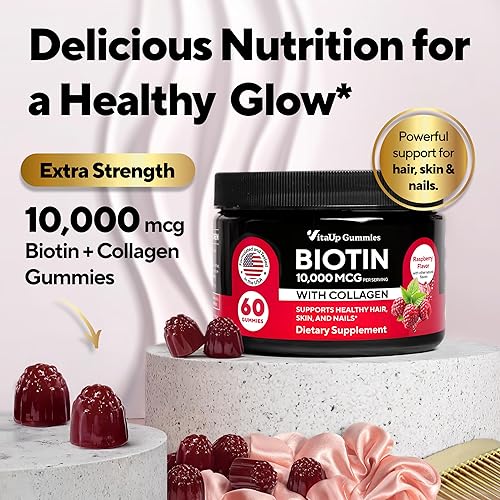 Miniatura 3 de Gomitas de Biotina 10000mcg para Mujeres y Hombres - Gomitas Extra Fuertes para Cabello, Piel y Uñas con Colágeno - Suplemento Natural de Gomitas de