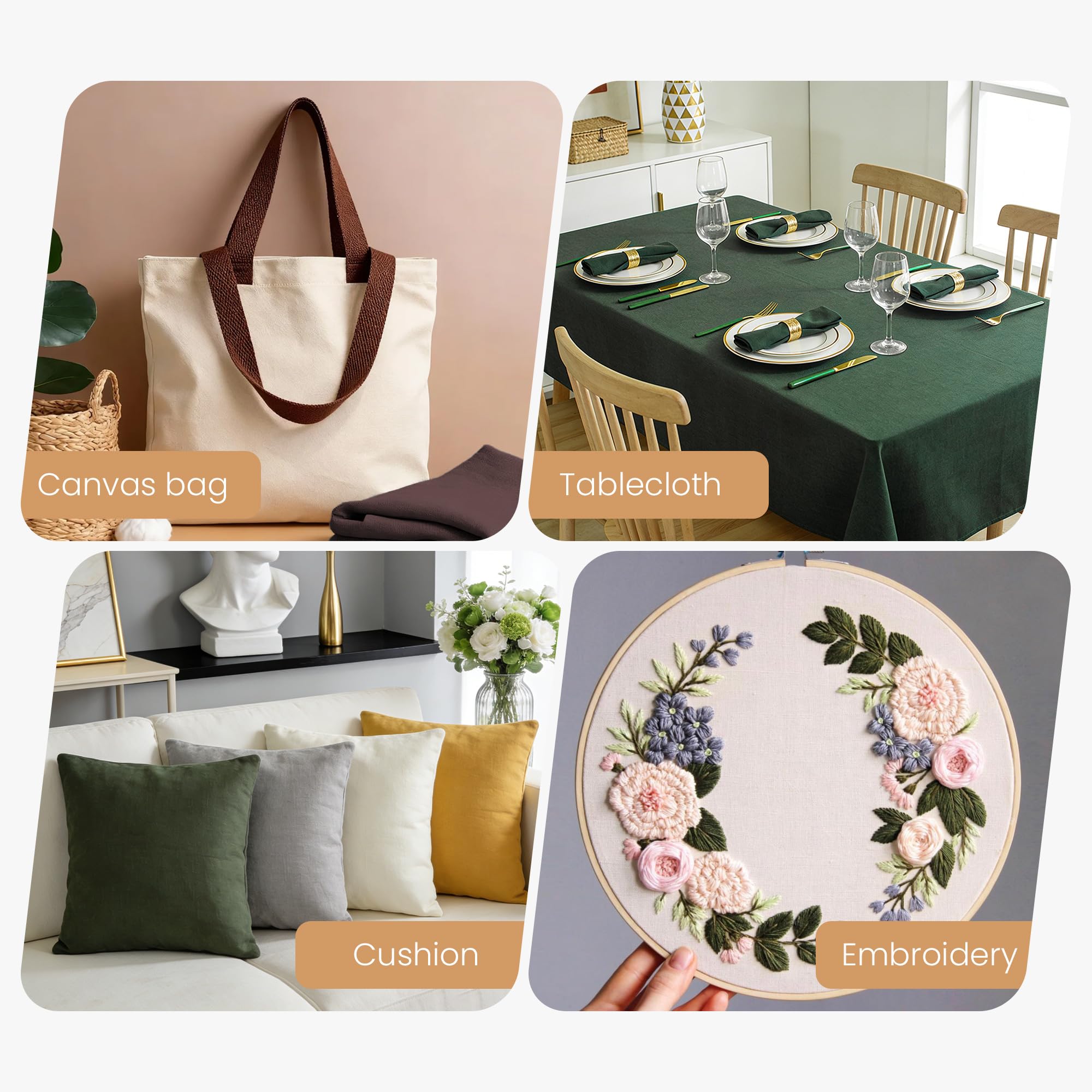 Widarms 100% Cotton Canvas Fabric by The Yard, 59" 12oz Natural Duck Canvas Fabric for Crafts, Handmade Home Decor, Sewing DIY Cloth, Embroidery (Brown, Cut by The Yard) — view 6