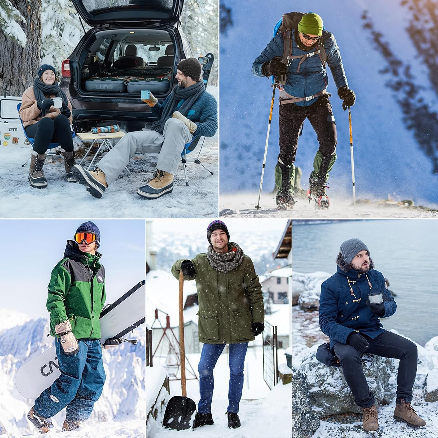 Men's Scarf Hats Gloves Sets Winter Gifts, 3 PCS Fleece Lined Beanie Warm Long Scarves for Cold Weather Christmas - Image 6