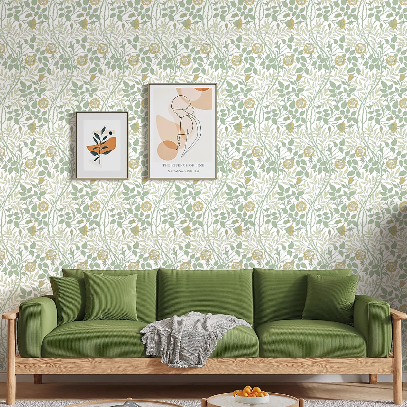 Décoration Murale En Feutrine - 6 Feuilles Vert Anis - Hauteur 9 Cm