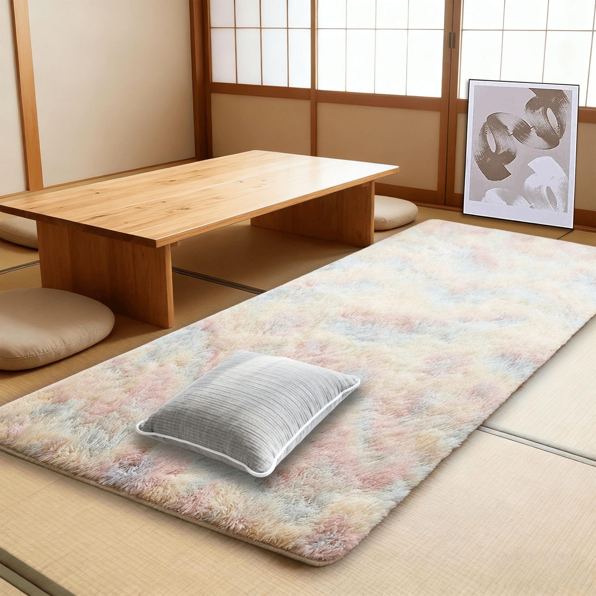 Tapis de salon haut de gamme 140x170 au design moderne et épais