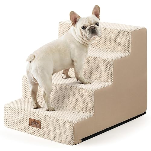 Dog Stairs for Small Dogs, 4 Tier Wider Pet Stairs