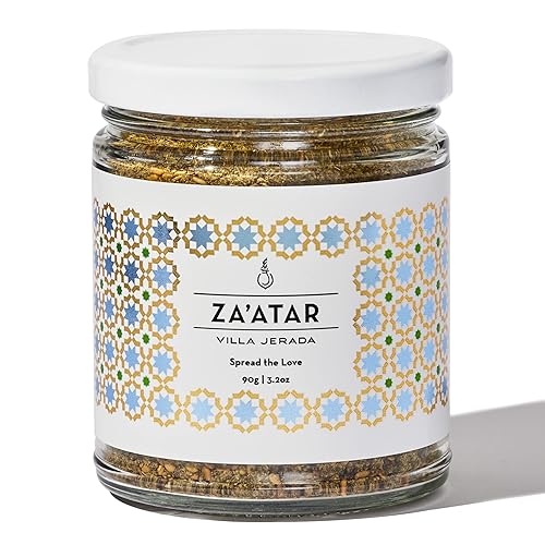 Villa Jerada, Za'atar con hisopo (ZaatarZatarZahtar), mezcla de especias prémium de Oriente Medio, 3.2 onzas (paquete de 1) (ZA'ATAR - 1 tarro)