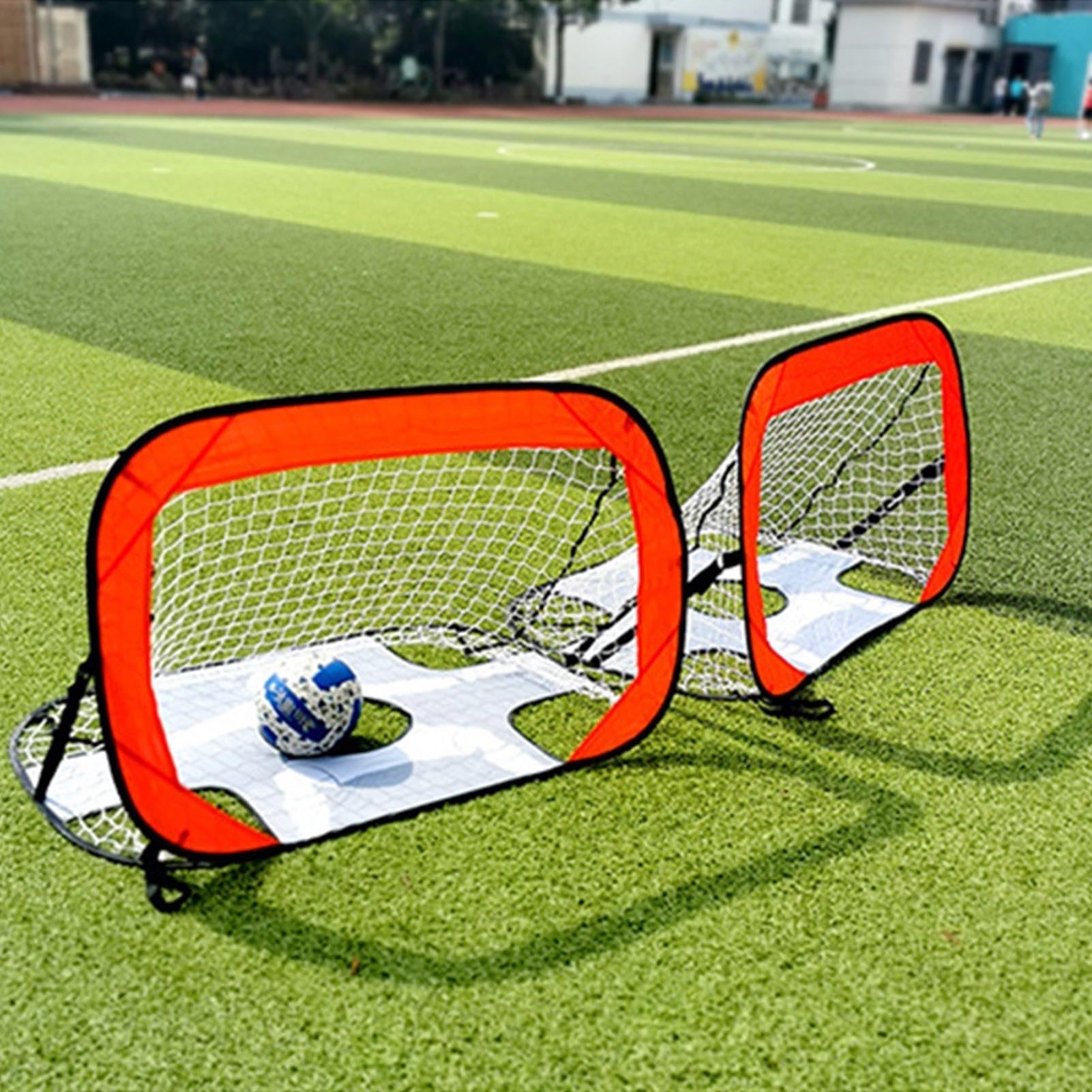 Porta da calcio per bambini, 120 x 80 x 80 cm, porta da calcio pieghevole e pieghevole, porta da calcio in tessuto Oxford impermeabile, set per esercizi da cortile, attrezzatura da tiro, controllo