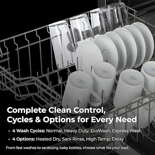 Miniatura 3 de Kenmore 2214789 - Lavaplatos híbridos prémium de 24 pulgadas, UltraWash, estante ajustable MoreSpace, alta temperatura y lavado inteligente, 12