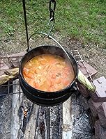 Vista 4 de Cuisiland Olla de caldero Potjie de hierro fundido de 8.5 cuartos con tapa y 3 patas, olla pre-sazonada estilo sudafricano para cocinar al aire