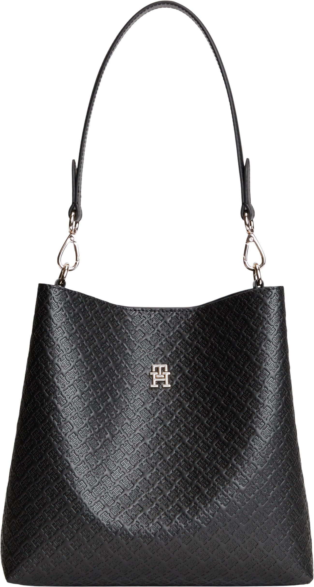 Tommy Hilfiger Women Th Icon Shoulder Bag Mono AW0AW19000 Shoulder Bag, BLACK (Black), One Size