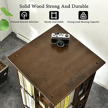 【値下げ】無垢材回転式本棚 360°回転本棚大容量省スペース収納ラック160cm Amazon｜無垢材回転式本棚 360° 飾り棚 6段 絵本棚 大容量 回転