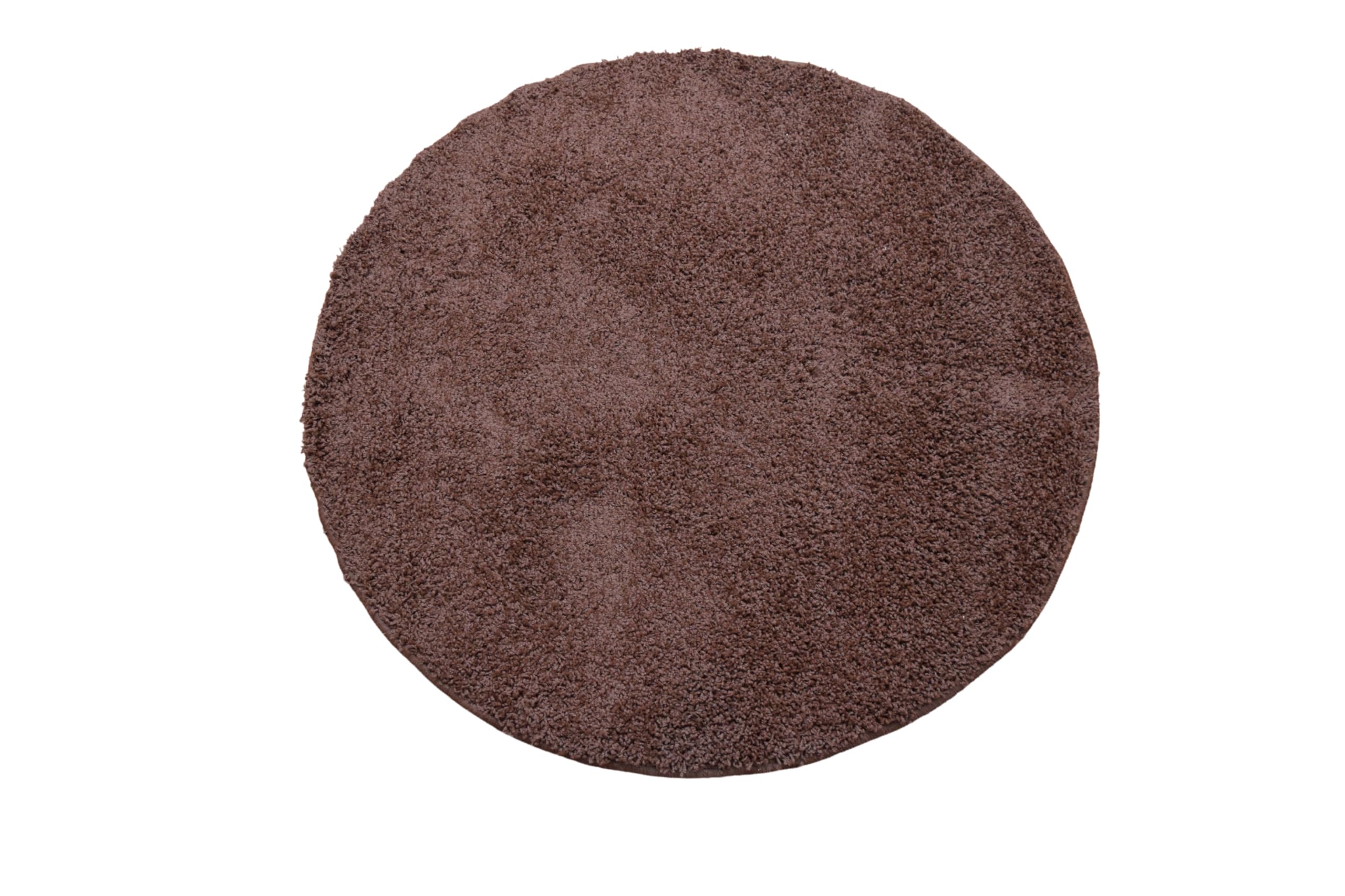 SrS Rugs® Round Shaggy Rug – Circle Mat Soft Thick Pile Non Slip Washable (Brown, 80cm) — image 1