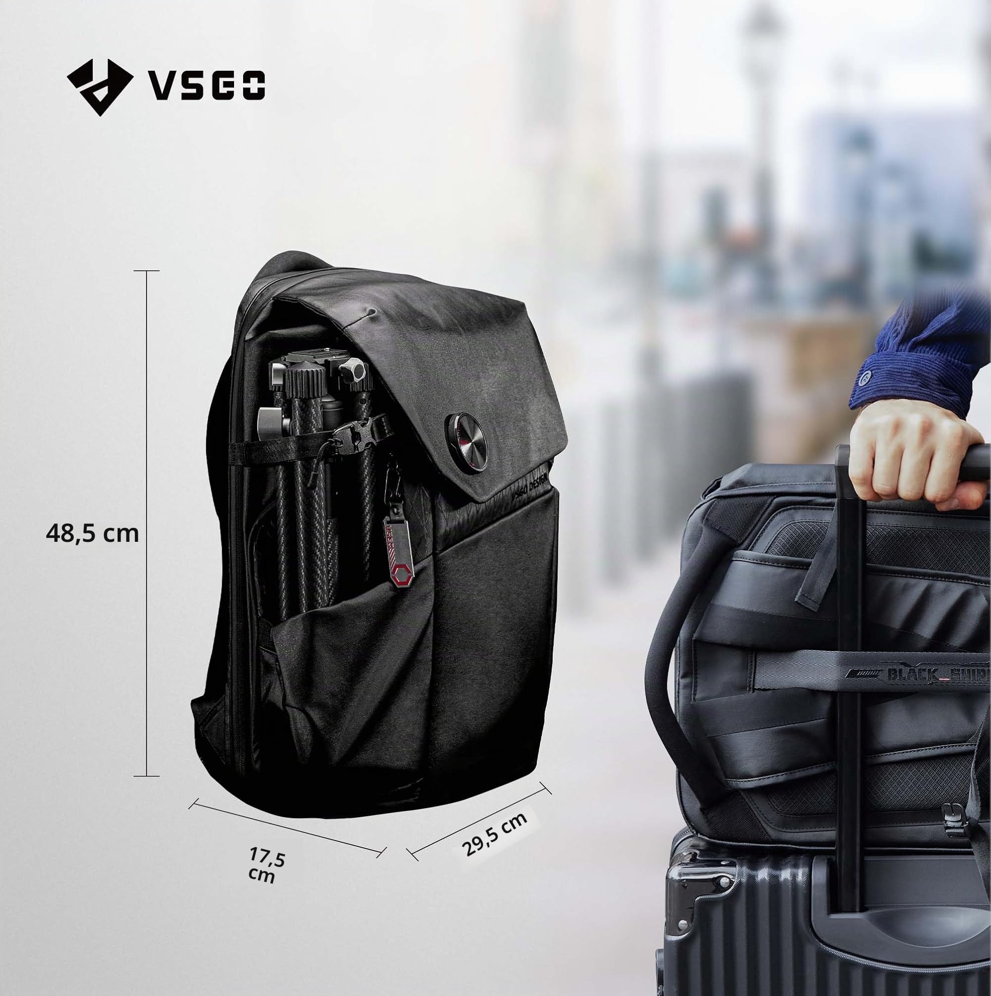 VSGO Mochila profesional para cámara DSLR/SLR de 20 litros, compatible con cámaras Sony, Canon, Nikon, estabilizadores DJI y portátiles de 15.6 pulgadas, accesorios de trípode de lente, etc.