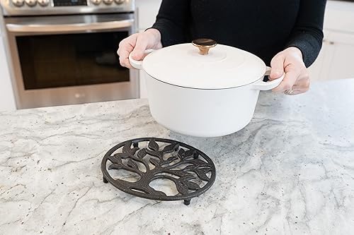 Miniatura 2 de GASARÉ, Salvamanteles de hierro fundido para platos calientes, ollas y sartenes, salvamanteles de metal, diseño de raíces de árbol, tapas de patas