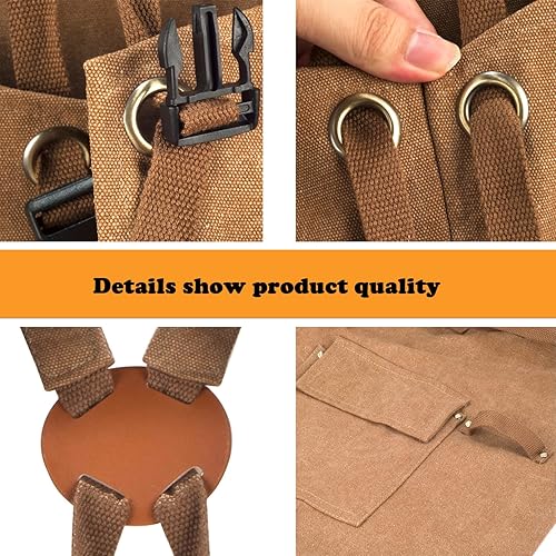 Miniatura 4 de Delantal de trabajo con 4 bolsillos para herramientas, delantal de carpintería, herramienta de jardinería, delantal de trabajo resistente, delantal