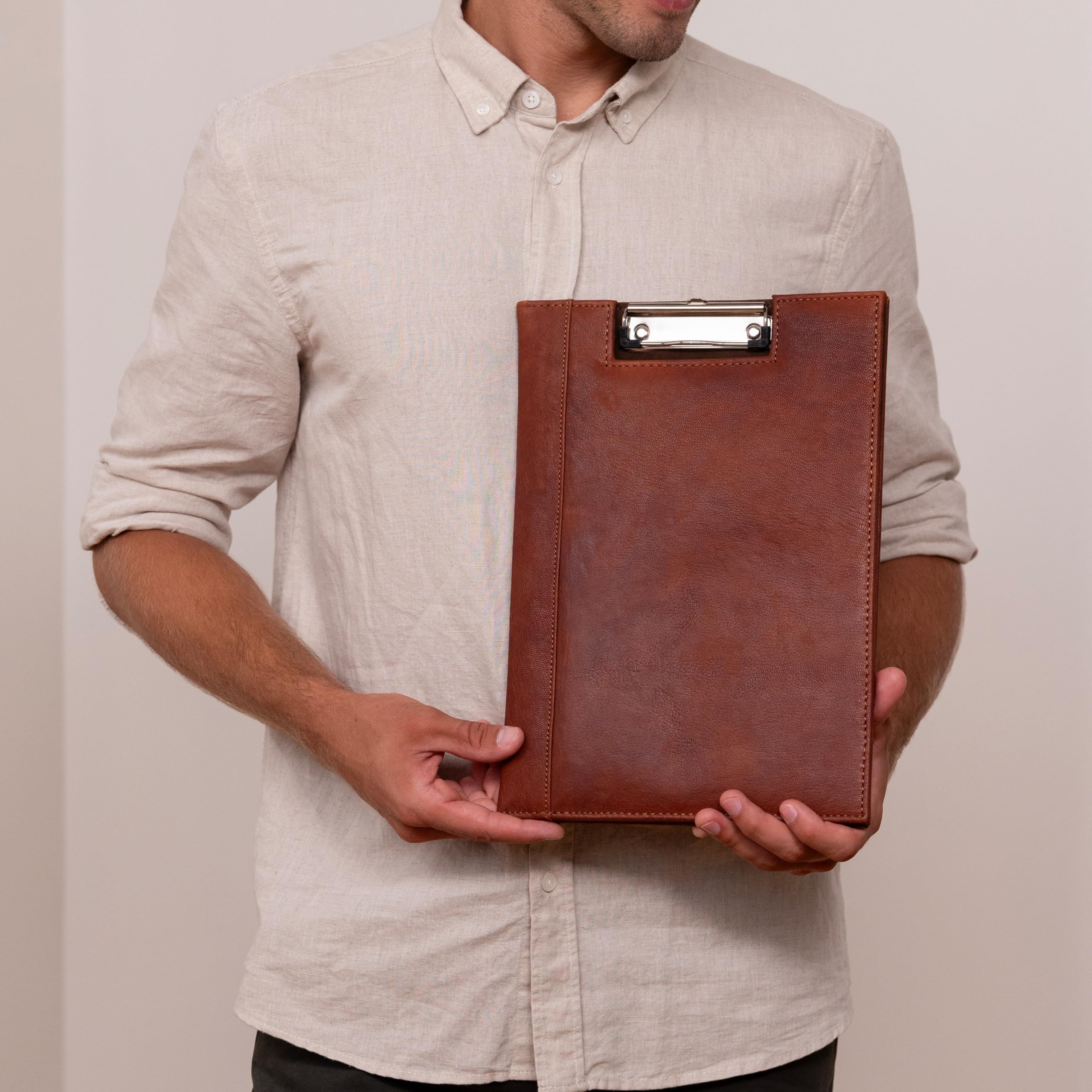 Gusti Portablocco in pelle Asher - Clipboard per conferenze, colore: Marrone
