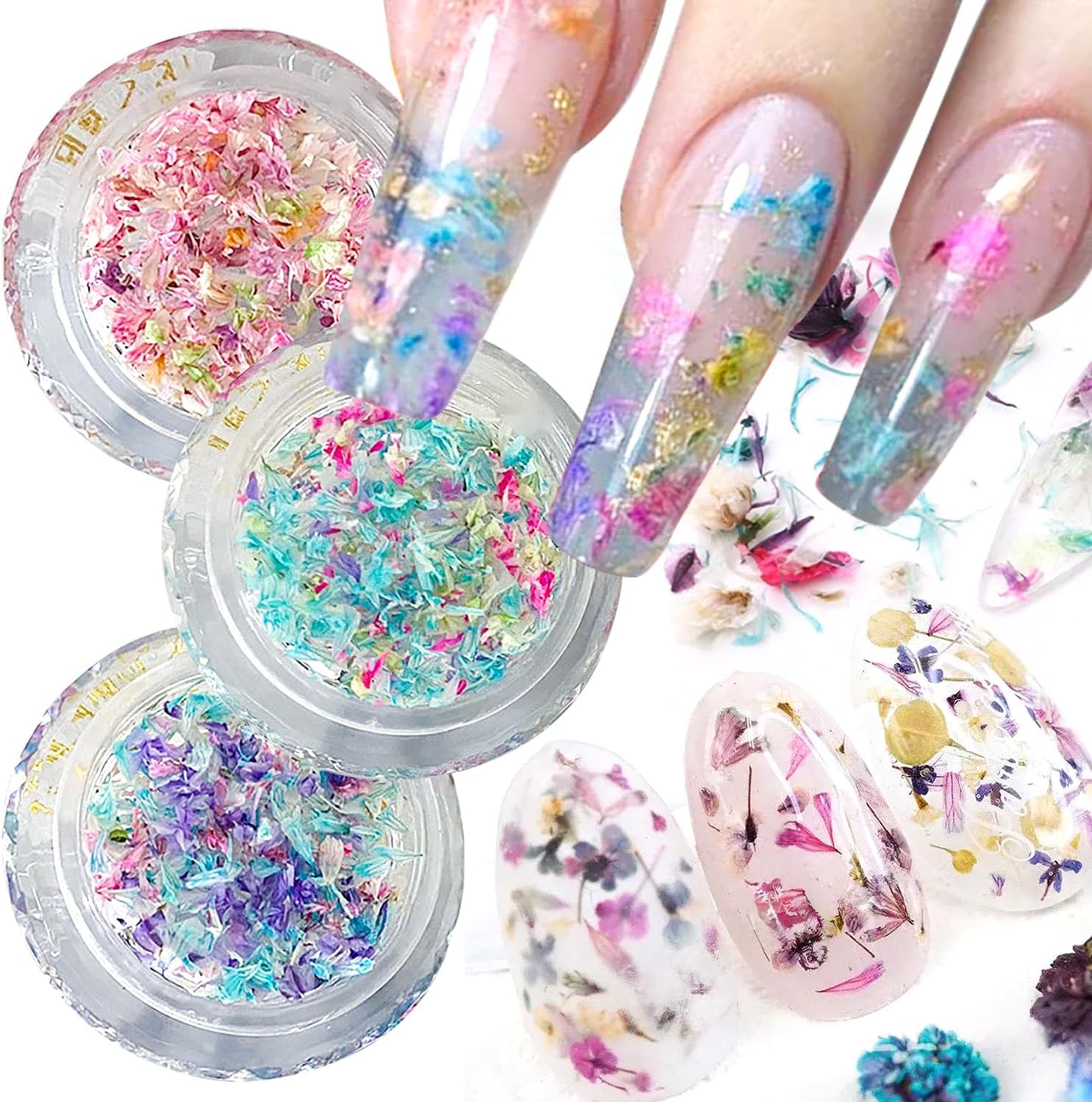 3 Boxes Mini Dried Flowers Small Dried Flowers Resin Filled Nail Art Craft Resin Molds Nail Art Decoration (B)
