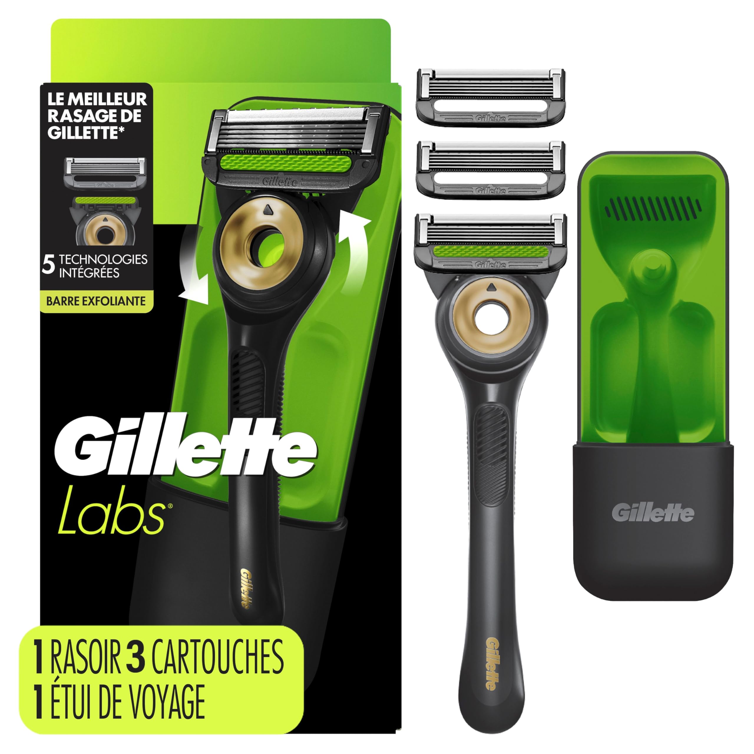 Gillette Labs With Exfoliating Bar Black & Gold Edition, Razor For