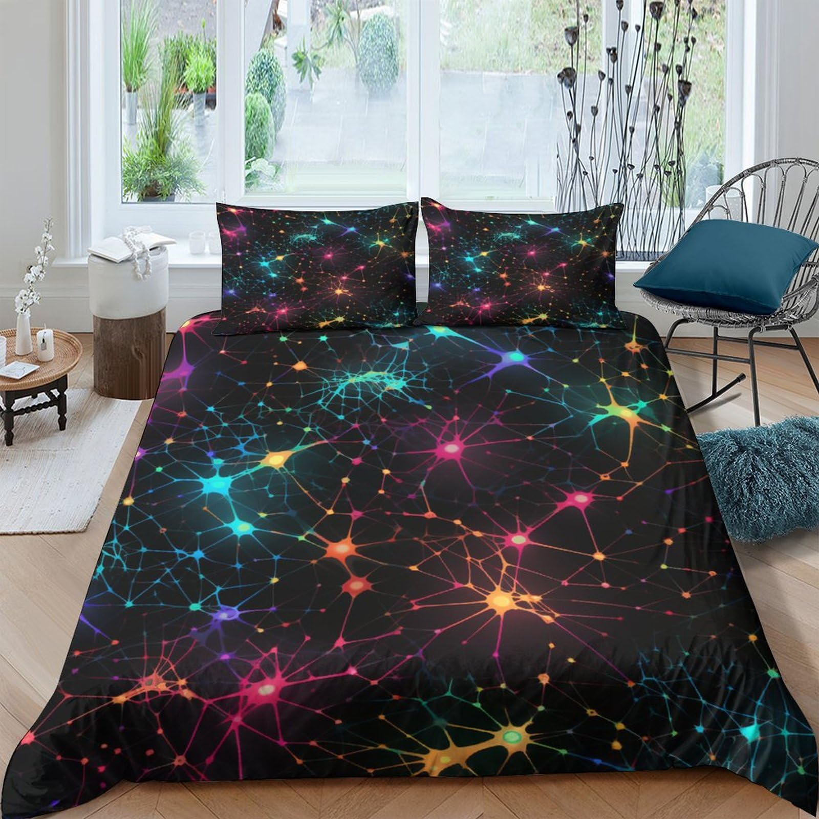 Funda nórdica de telaraña neón microfibra 3D juego de cama infantil 200x200