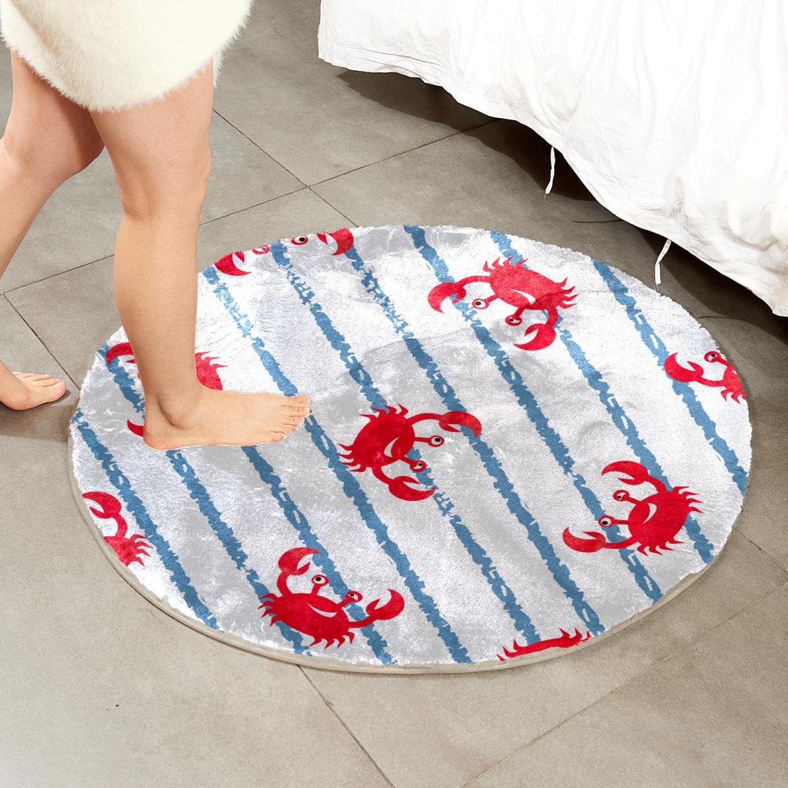 Teppich für Schlafzimmer, Wohnzimmer, Arbeitszimmer, Rot, Weiß
