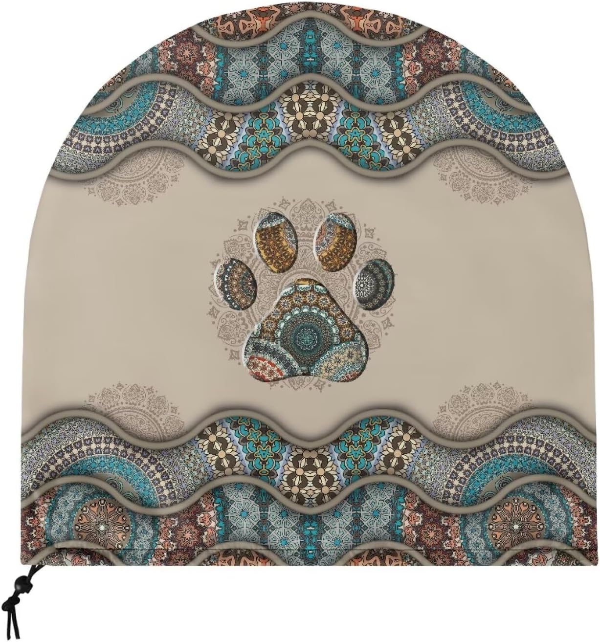 Talayituse Boho Paw Print Industrial Fan Cover, Waterproof & Dustproof Cover Suitable for 24" High Velocity Movement Heavy Duty Drum Fan, Heavy Duty Outdoor Floor Fan Cover