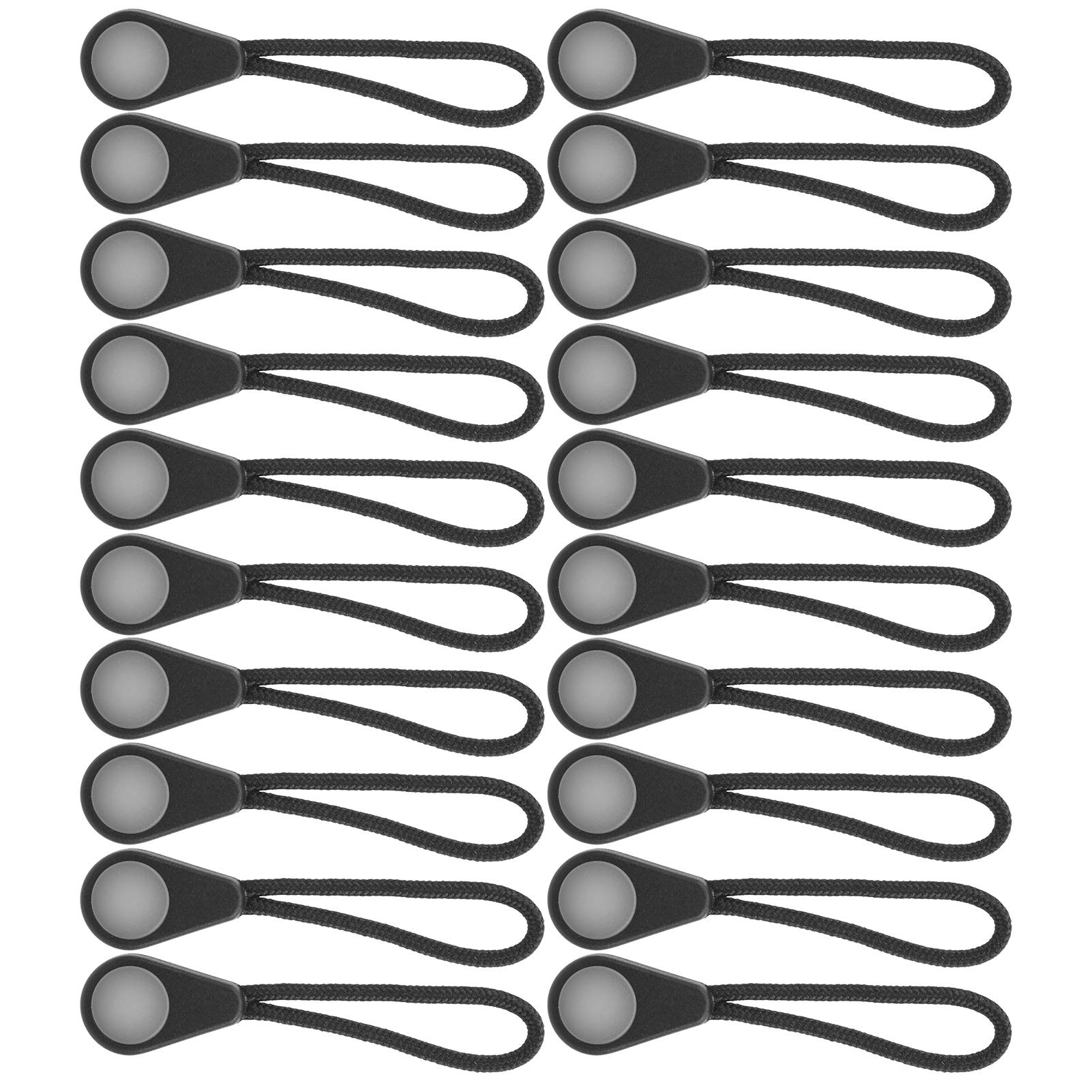 Zipper Pull Ends, Zipper Puller Head Glow Zip Cord Fastener 20Pcs Zipper Rope Ends Practical and Convenient for Outdoor Mountaineering/Camping