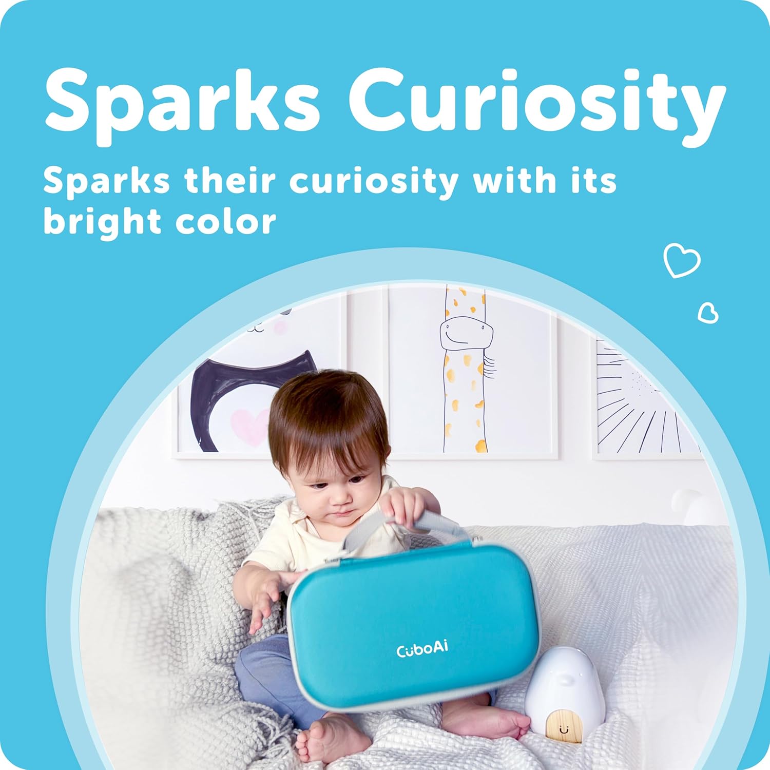 CuboAi Travel Case | Protective Hard Shell Carrying Case for CuboAi Smart Baby Monitor, Mobile Stand and Accessories | Tranquil Blue