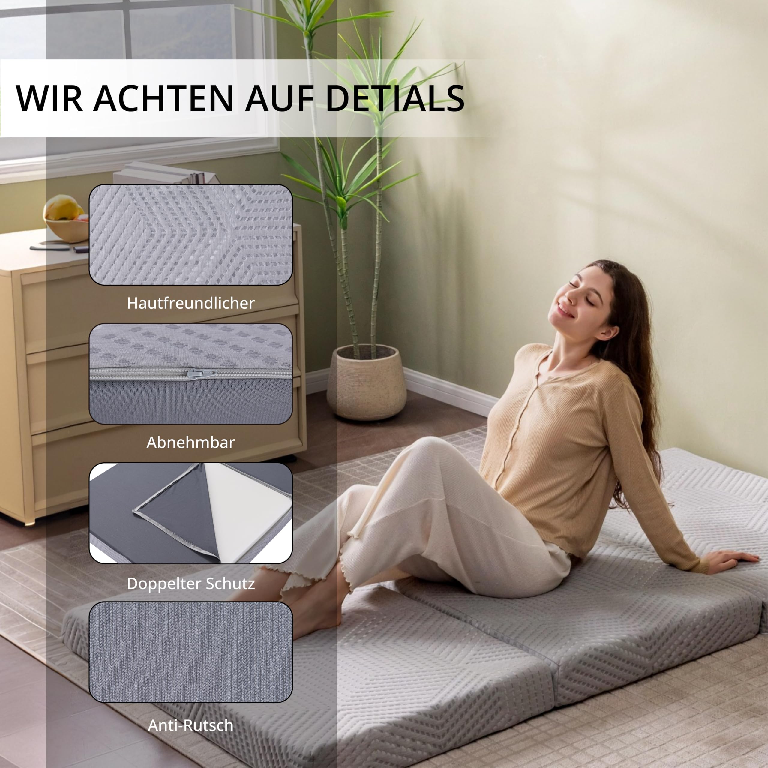 Ego Home Matelas d'invité en Mousse à Mémoire de Forme en Gel, Matelas avec Épaisse 10 cm, Housse Amovible Lavable, 65x196 cm Matelas de Lit Pliable pour Adultes
