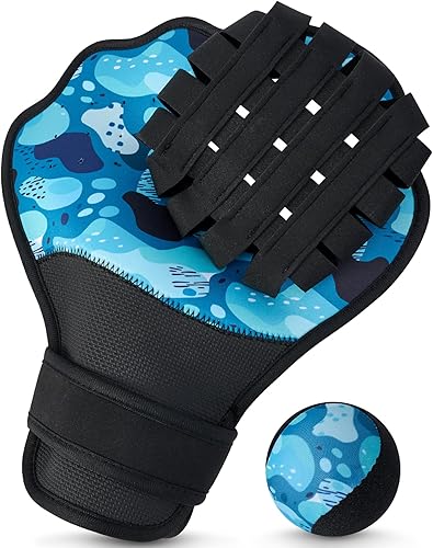 TTQ Water Baseball Ball and Gloves Set for Pool & Beach Games –Adjustable Ambidextrous Baseball-Style Mitts with Water Bouncing Ball for Outdoor Summer Water Sports