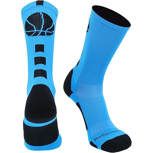 MadSportsStuff Basketball Socks for Boys, Girls, Men, Women- Athletic Crew Socks - Youth and Adult Sizes -Made in The USA