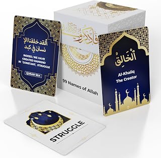 30 Days of Barakah Islamic Affirmation Cards & 99 Names of Allah Deck Dual Language Quranic Verses, Spiritual Cards for Encouragin & Learning Gift for Meditation, Ramadan, Eid, Daily Inspiration