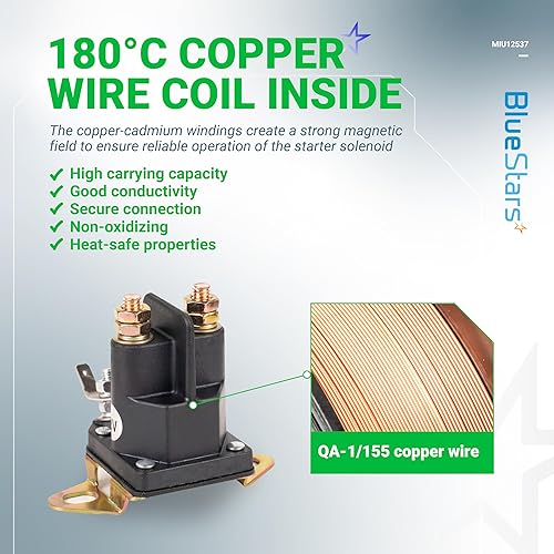 Miniatura 5 de BlueStars MIU12537 Solenoide de arranque - Compatible con John Deere S240 X300 X304 X305R X310 X320 X324 X350 X354 X360 X370 X380 X384 X390 X394