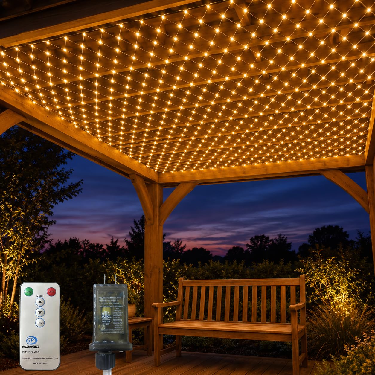Anycosy Gazebo Pergola Lights, 10ft x10ft 480 LED Net Light