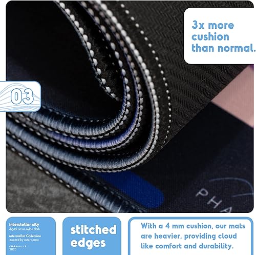 Miniatura 10 de PhaseByte Interstellar Orbit - Alfombrilla de mouse extendida para juegos, antideslizante con bordes cosidos, alfombrilla de escritorio de