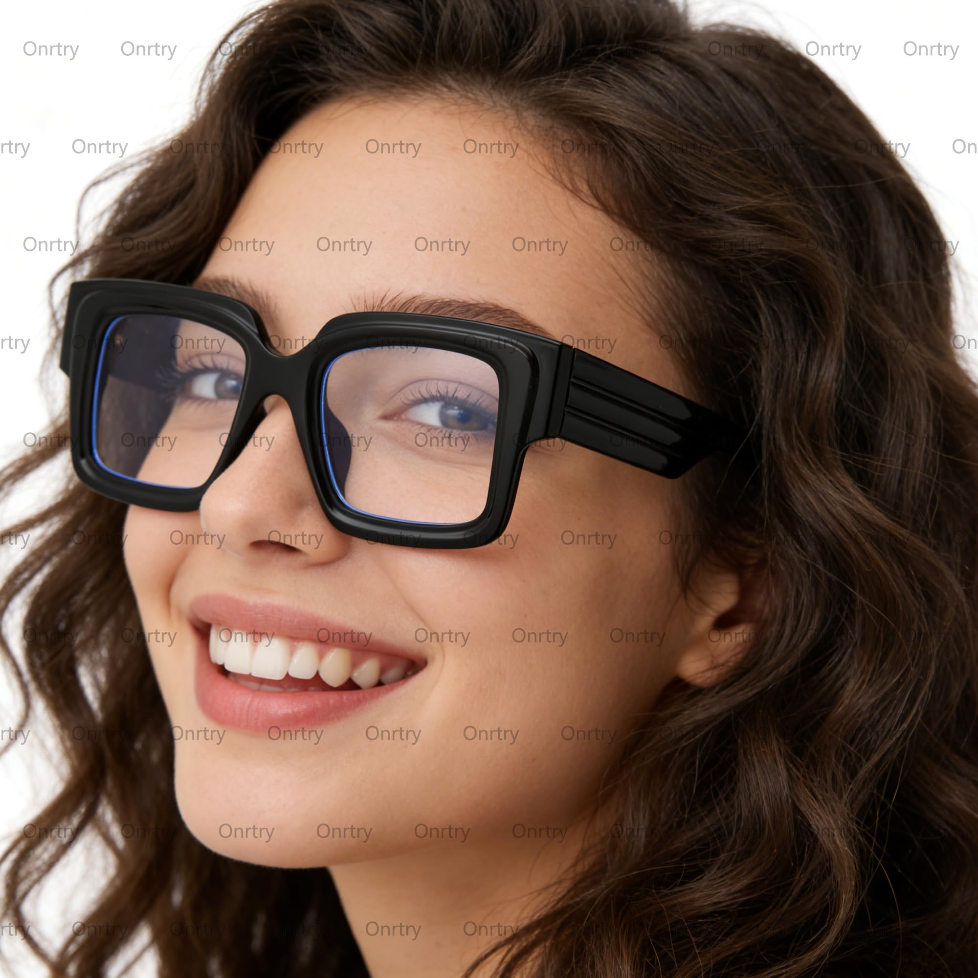 Onrtry Übergroße quadratische Blaulicht-Brille für Damen und Herren, klobiger großer Rahmen, Computer-Brille, nicht verschreibungspflichtige Brillen