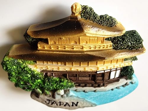 Miniatura 2 de WitnyStore Pequeño Templo Kinkaku-ji del Pabellón Dorado en Kioto Japón Asia Oriental Atracciones Turísticas Resina Refrigerador Imán de Viajero