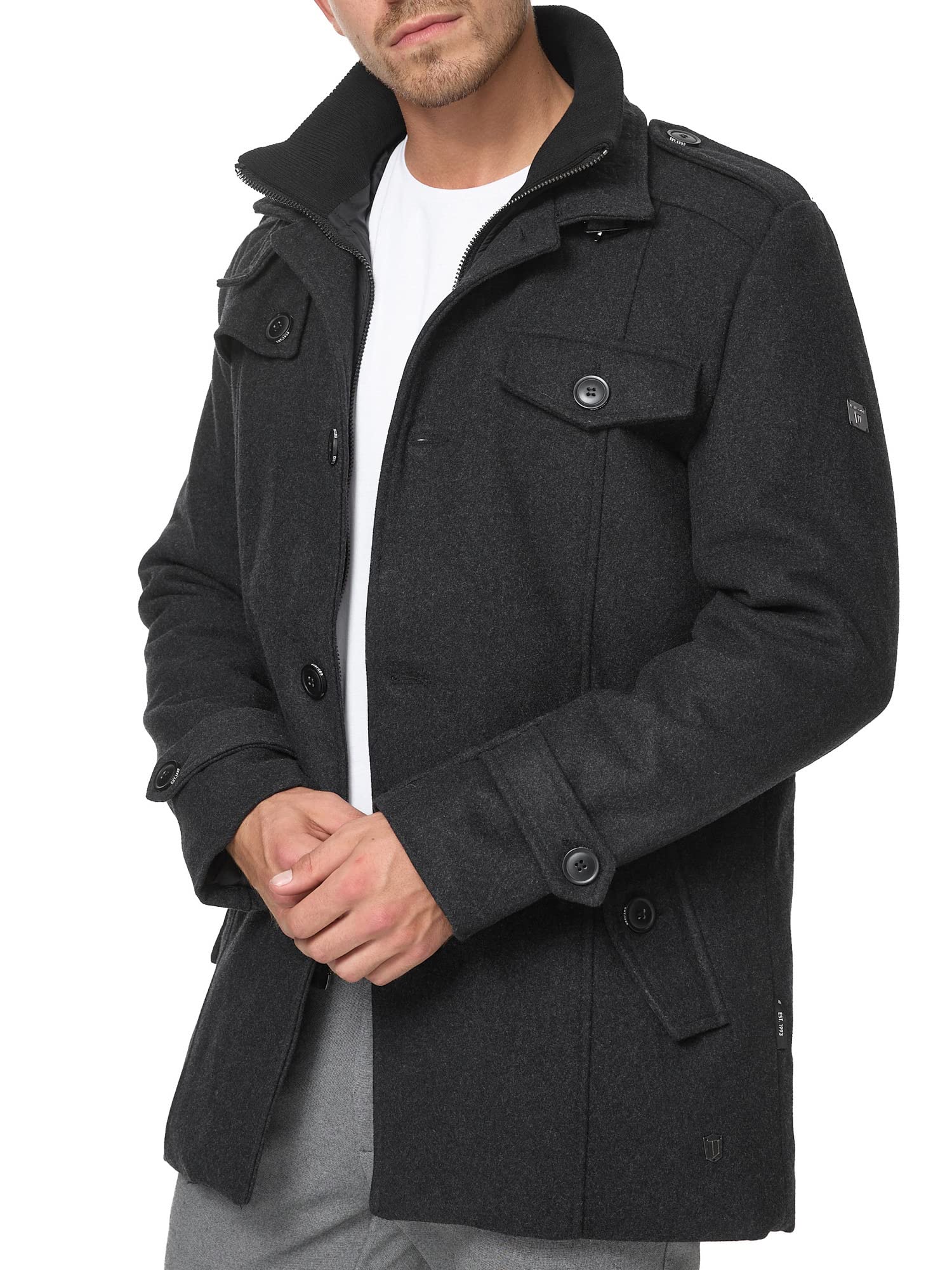 Indicode Uomini Brandon Coat | Cappotto corto con collo alla coreana