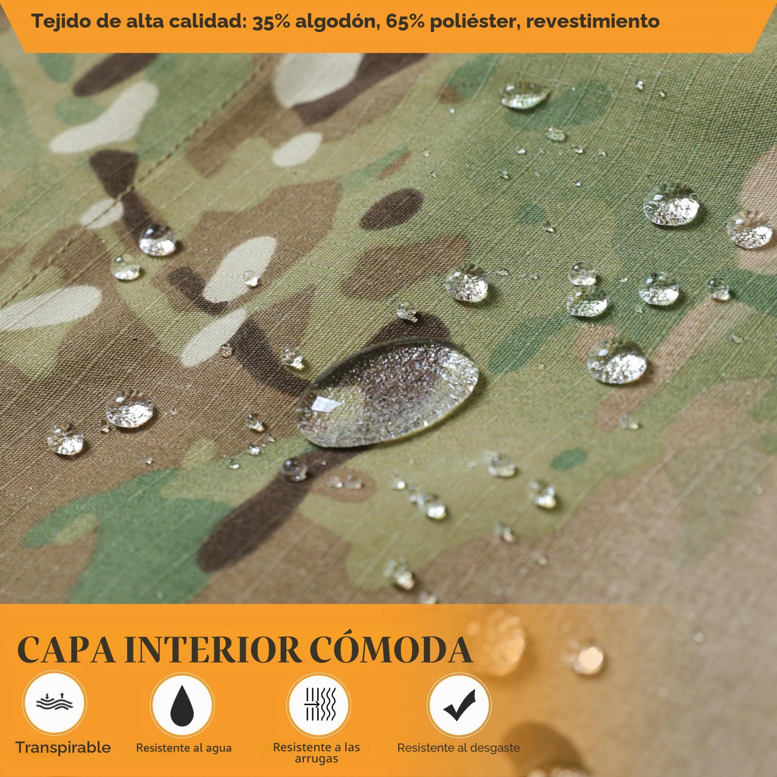 Pantalones de Combate para Hombre con Rodilleras, tácticos, para Exteriores, Camuflaje, Paintball, Camouflaje, 40W x 33L