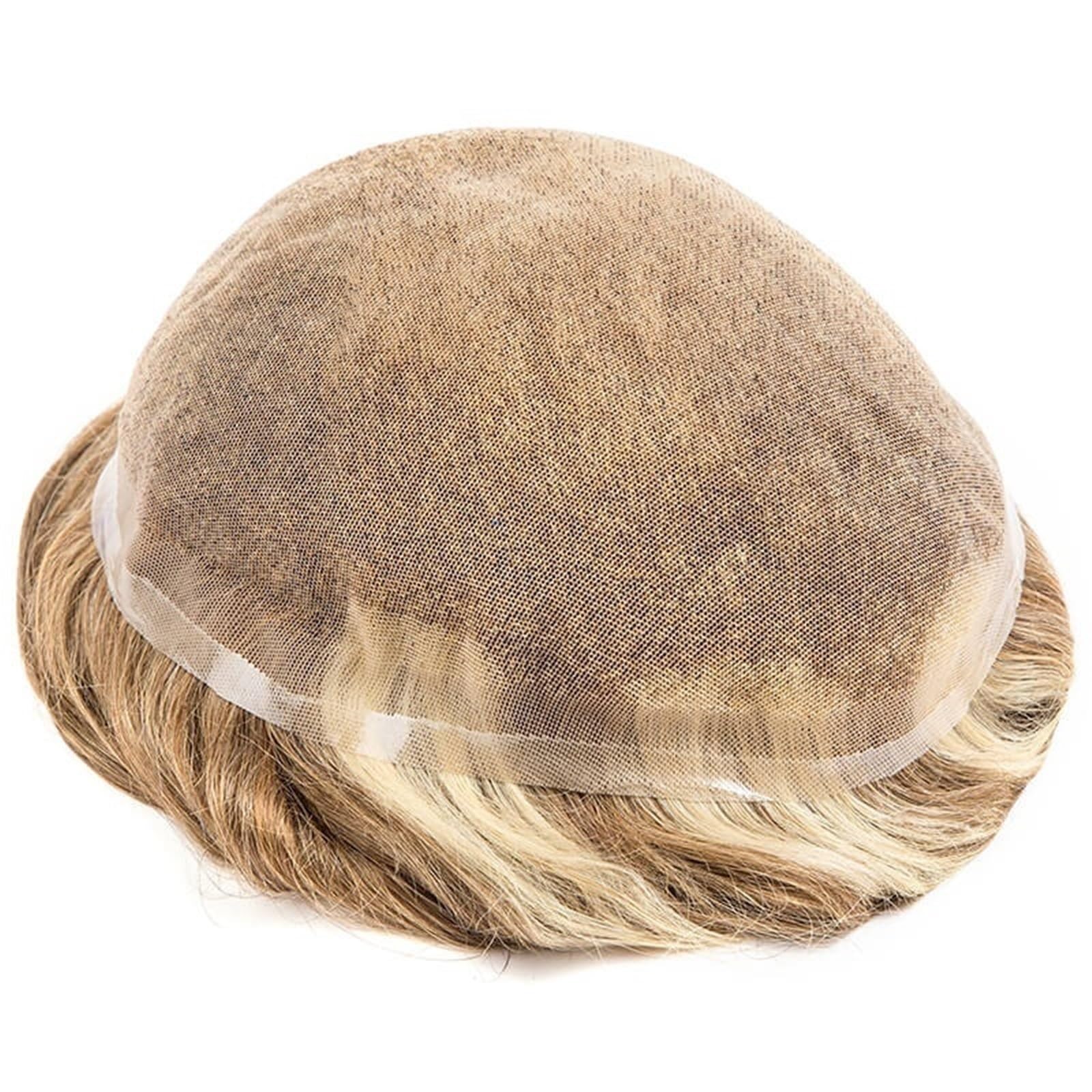 Extension Protesi for Capelli evidenziata unità di Sistema Sostituzione dei Umani Traspirante Base in Pizzo Pieno Maschile Accessori