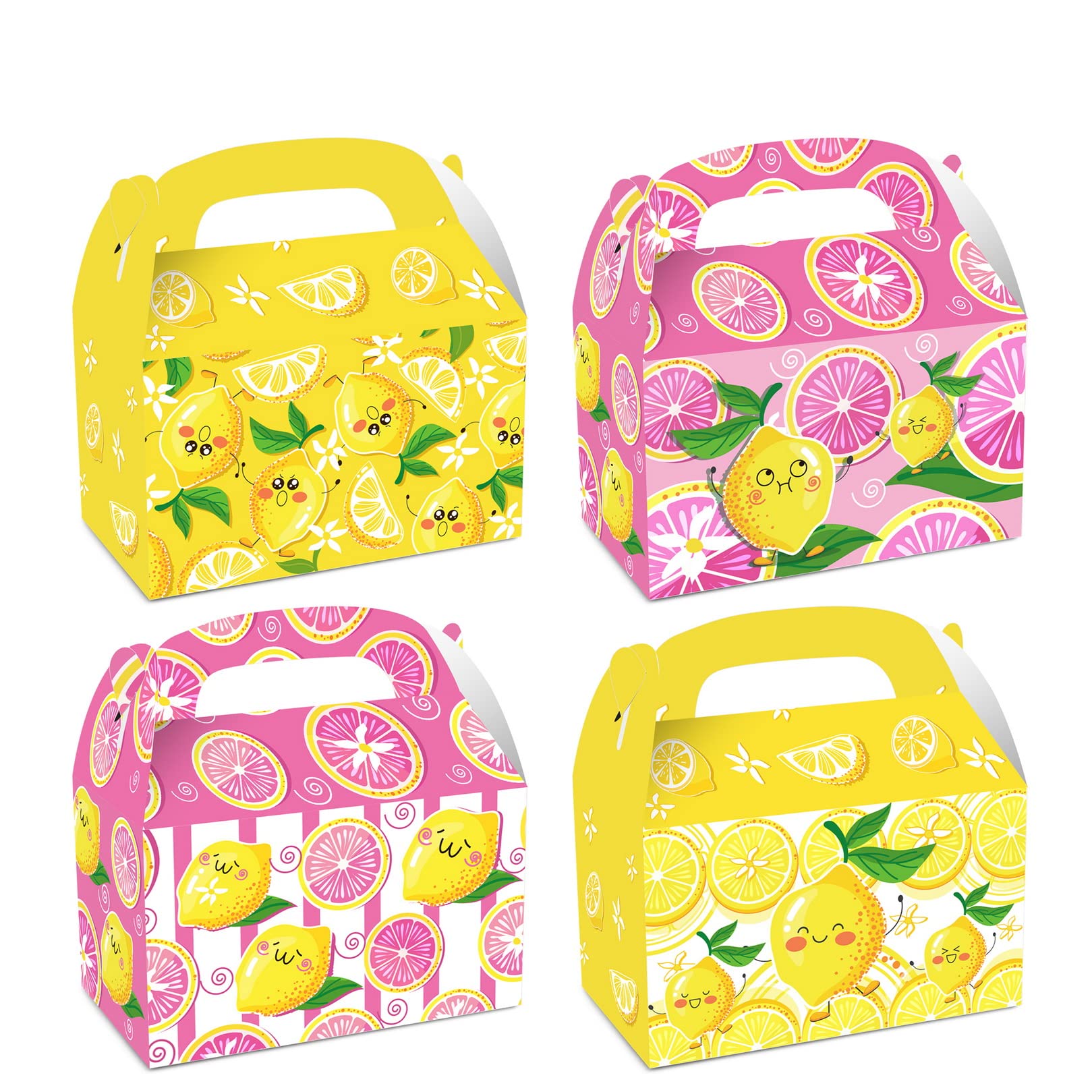 Sehaby 12 Pack Favor Gift Boxes, Summer Hawaiian Party Gift Boxes, Fruit Pattern Handheld Gift Boxes, Lemon Themed Birthday Party Favor Boxes, Wedding Candy Cake Boxes