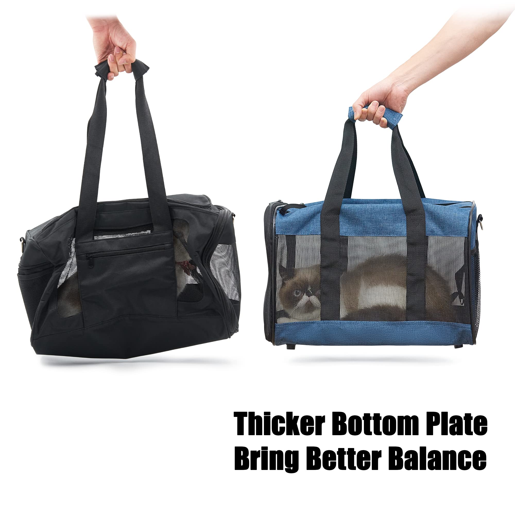 HITSLAM Trasportino Gatto, Trasportino Cane per Gatto/Gatti/Cane/Cani, Trasportino Morbido e Borsa per Animali Domestici Viaggio,Conforme agli Standard, Blu (L)