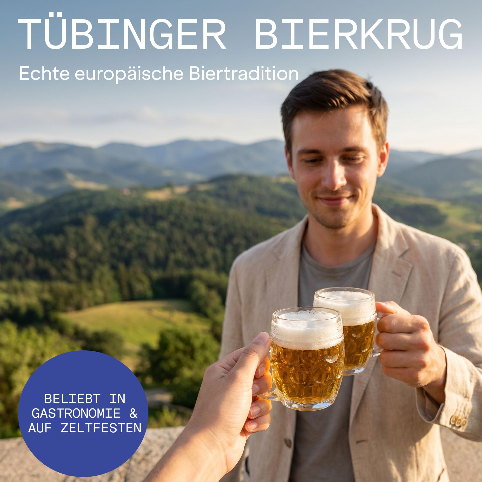 Tübinger Bierkrüge mit Henkel Bierkrug 400 ml, 6er-Set