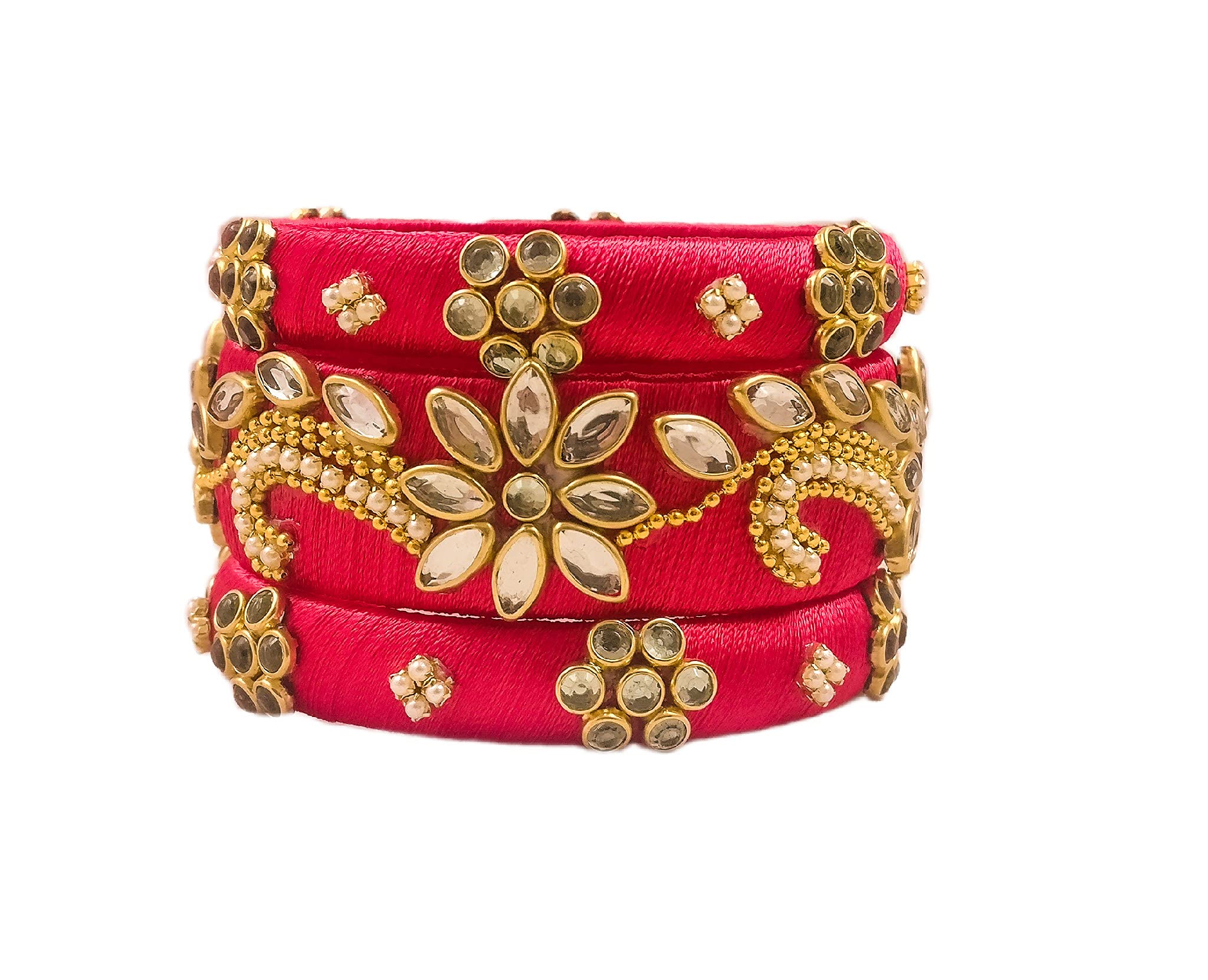 Yaalz Silk Thread Kundan Stone Work Fancy Designer Wedding Chuda Bangle Sets For Women Kids Girls In Multiple Colors (B097DLZFZQ) Amazon Price History, Amazon Price Tracker