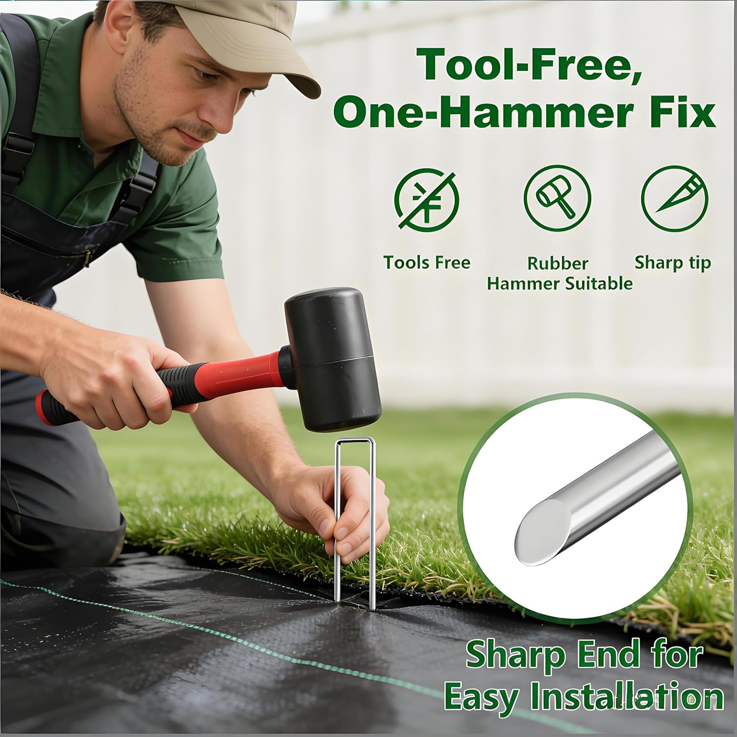 AMAGABELI 6 Inch 200 Pack Galvanized Landscape Staples 11 Gauge Anti-Rust Heavy Duty Garden Stakes Plant Cover Spikes U-Shaped Sod Pins Fence Stakes for Weed Barrier,Irrigation Tubing,Lawns,Decoration