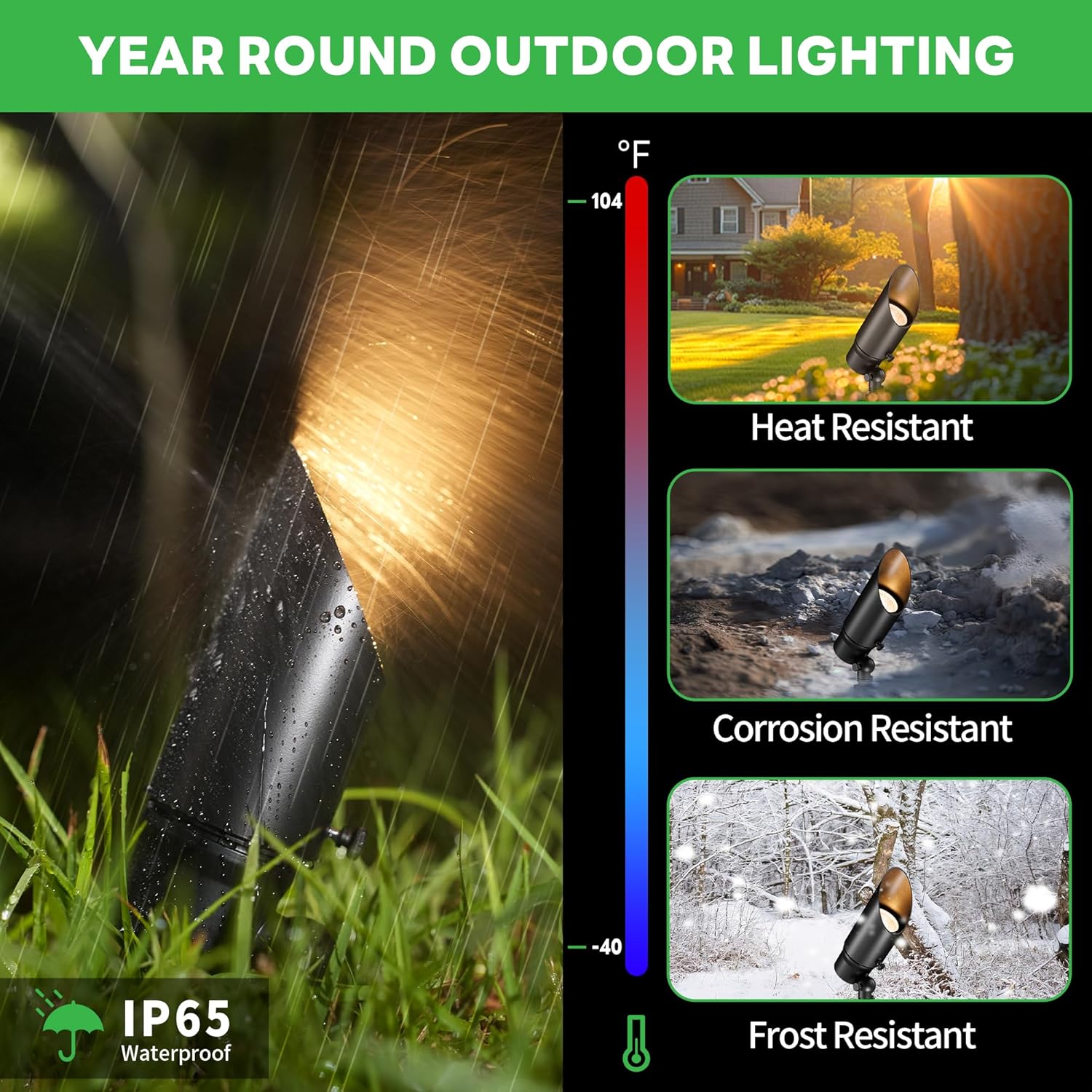 Landscape Spotlight - Soft & Natural White Selectable Setting Up Lights, 12V Outdoor Low Voltage Spot Lights, Stretchable Shroud Wired LED, Waterproof Aluminum Black for Patio Wall 6 Pack